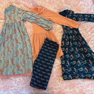 Kickee Pants Kids Dresses Set - Blue, Orange